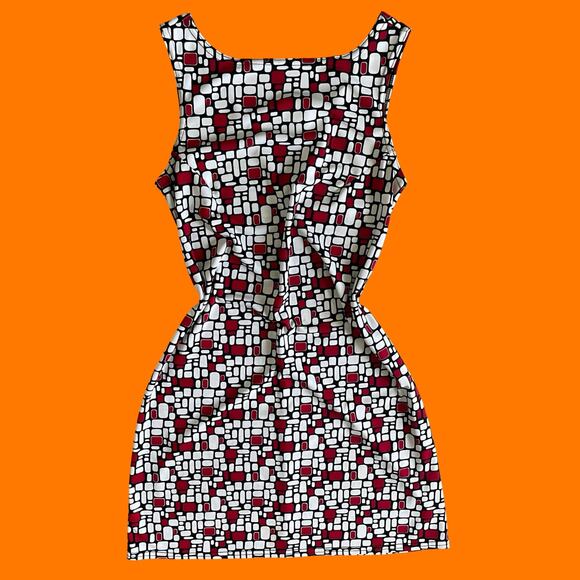 90's vintage groovy mod abstract print sleeveless mini dress MEDIUM *flaws* - Picture 1 of 8